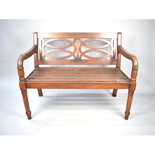 199 - A Modern Wooden Two Seater Garden Bench, 114cms Wide