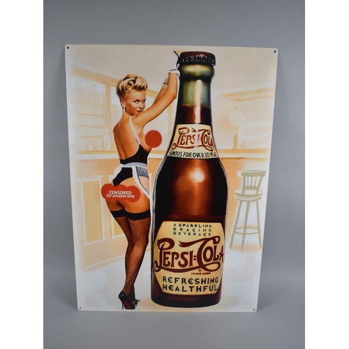 201 - A Reproduction Printed Metal Pepsi-Cola Advertising Sign, 50x75cms