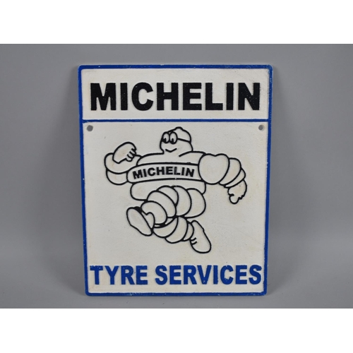 204 - A Reproduction Cold Painted Sign for Michelin Tyre Services, 30x24cms