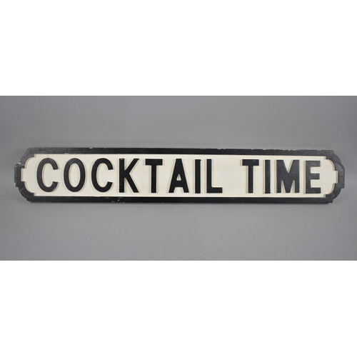 208 - A Modern Wood Wall Sign, Cocktail Time, 85cms Wide