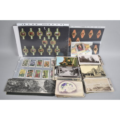 220 - A Collection of Approx 140 Various Vintage Postcards, Cigarette Cards, Cigar Bands Etc