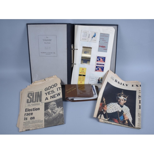 222 - A Ring Binder and Album Containing Various Matchbooks, Issue One of Sun Newspaper, Daily Express 2nd... 