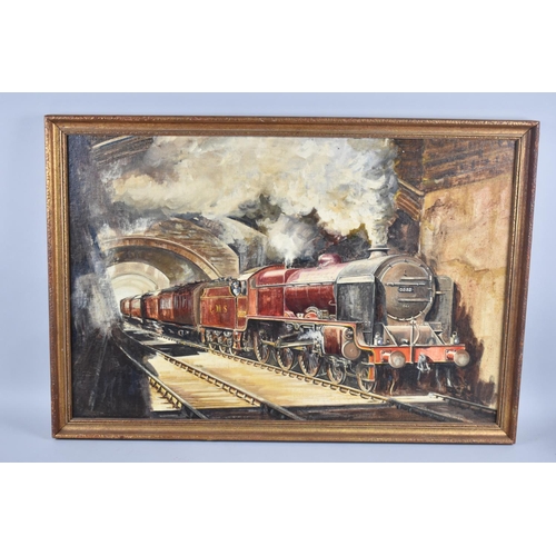 226 - A Gilt Framed Oil on Board, LMS Fowler Patriot 4-6-0 Locomotive, LMS 5532, 75x50cms