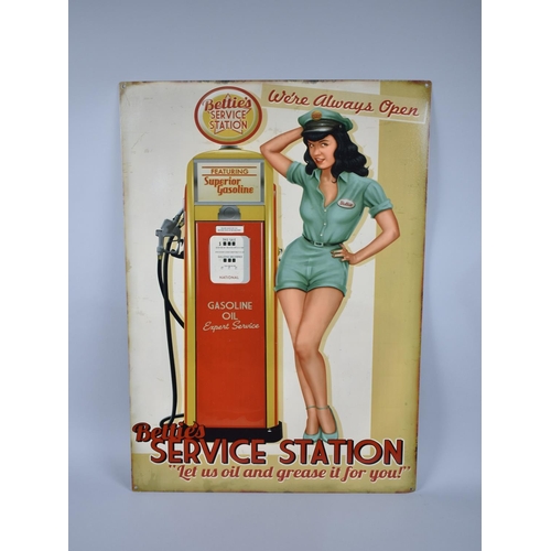 259 - A Reproduction Printed Metal American Sign for Betty's Service Station, 50x75cms