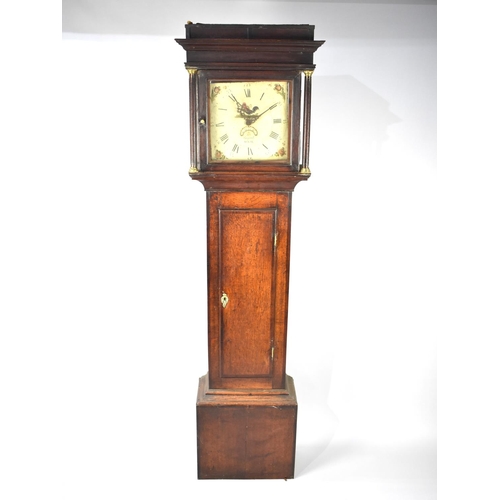 268 - An Oak Long Case Clock with Painted Enamel Dial having Date Indicator and Inscribed for Basford of W... 