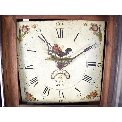 268 - An Oak Long Case Clock with Painted Enamel Dial having Date Indicator and Inscribed for Basford of W... 