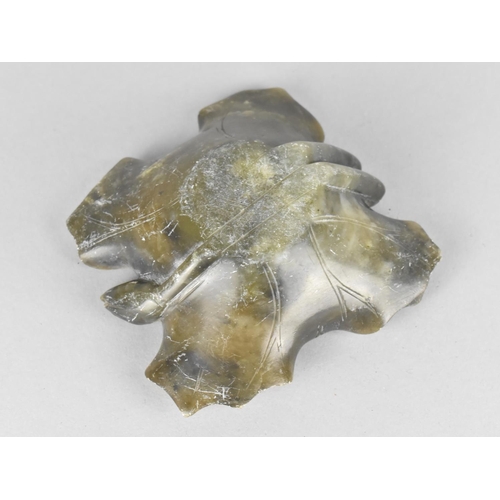 282 - A Qing Dynasty Carved Soapstone Brush Washer in the Form of a Lily Pad, 11cm wide