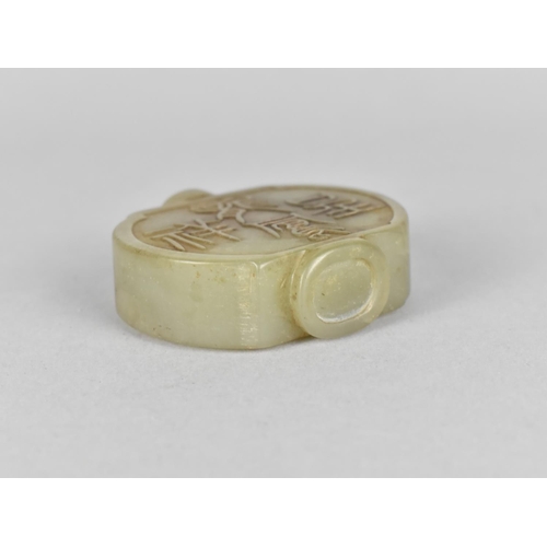 284 - A Jadeite Type Snuff Bottle of Shouldered Form Decorated with Dragon and Character Marks Verso, 6cm ... 