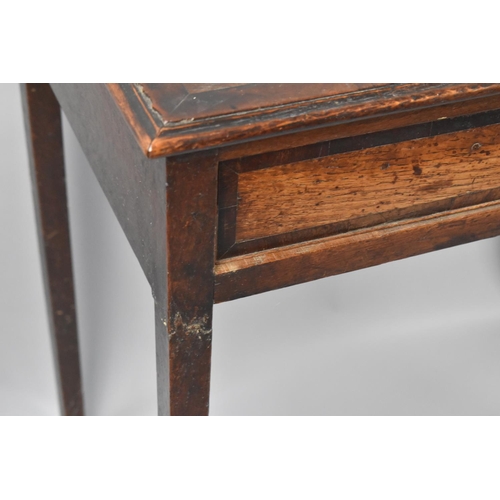 30 - A 19th Century Oak Side Table with Single Drawer having Brass Handle, Repair to Front Left Tapering ... 