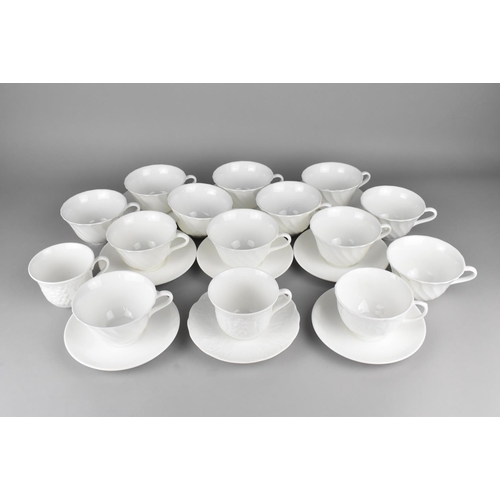 316 - A Wedgwood White Glazed Tea Set to Comprise Twelve Cups of Wrythen Form and Eight Saucers Together w... 