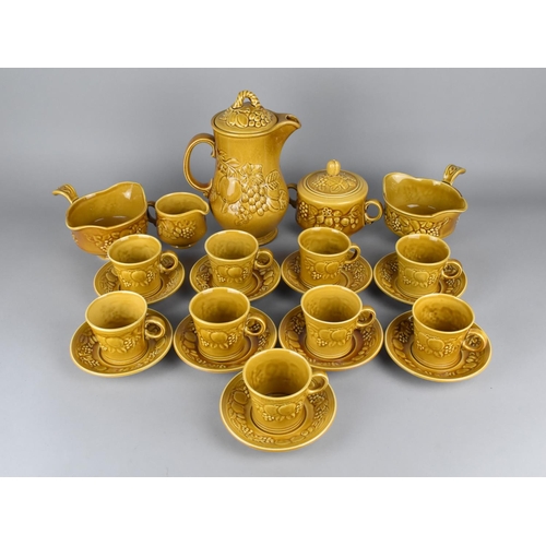 317 - A Royal Worcester Crown Ware Fruit Relief Decorated Coffee Set to Comprise Nine Cups, Nine Saucers, ... 