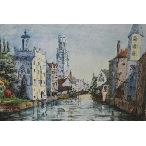 328 - A Pair of Coloured Dutch Canal Prints, Signed to Border, 47x35cms