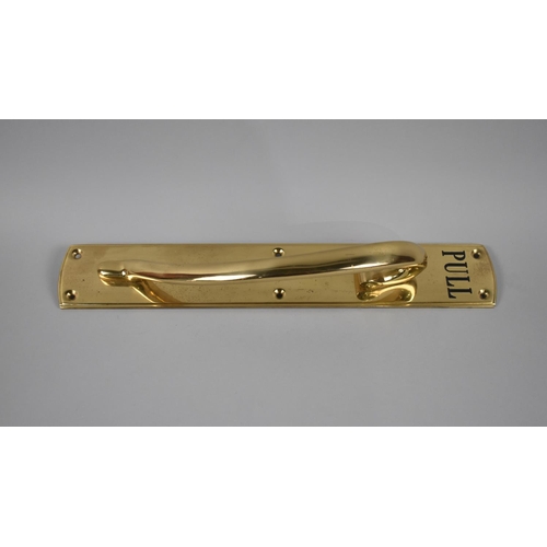 34 - A Modern Brass Door Handle inscribed Pull, 46cms High