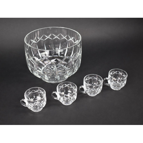 341 - An Atlantis Waterford Punch Bowl and Four Glasses