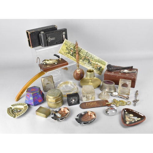 371 - A Collection of Various Vintage Sundries to Comprise Kodak Bellows Camera, Novelty Motor Car Pen Sta... 