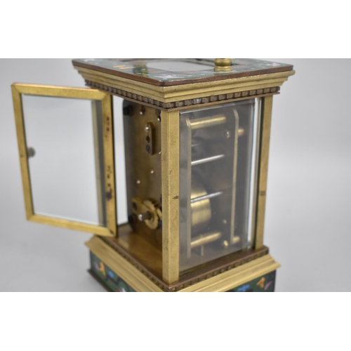 38 - A Late 19th/Early 20th Century Cloisonne Enamel and Brass French Carriage Clock, The White Enamel Di... 