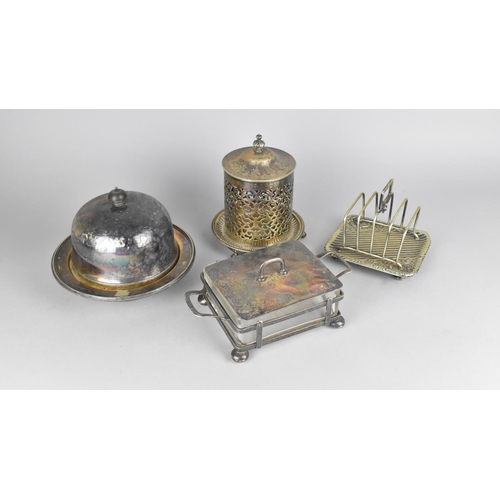 380 - Four Pieces of Various Late Victorian/Edwardian Silver Plate to Comprise Muffin Dish and Cover, Scro... 