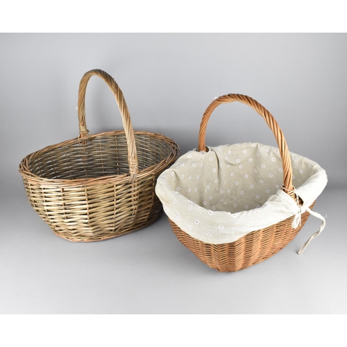 384 - Two Vintage Wicker Shopping Baskets/Trugs