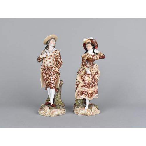 392 - A Pair of Late 19th/20th Century Sitzendorf Type German Porcelain Figures of Dandy and Maiden, 21cm ... 