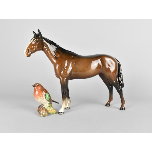 393 - A Beswick Horse (Slight Nick to Ear) Together with a Beswick Robin