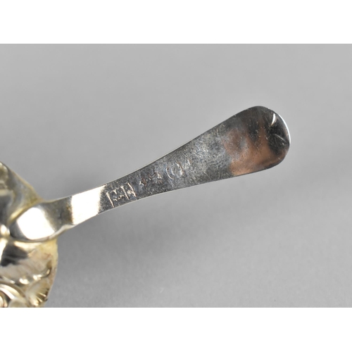 399 - A 19th Century Silver Caddy Spoon with Chased Handle and Shell Shaped Bowl with Repousse Scrolls, Fo... 