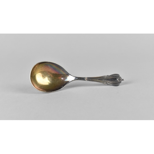 400 - A Silver Caddy Spoon with Scrolled Handle and Plain Bowl by William Aitken, 10cm Long