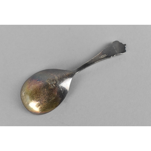 400 - A Silver Caddy Spoon with Scrolled Handle and Plain Bowl by William Aitken, 10cm Long