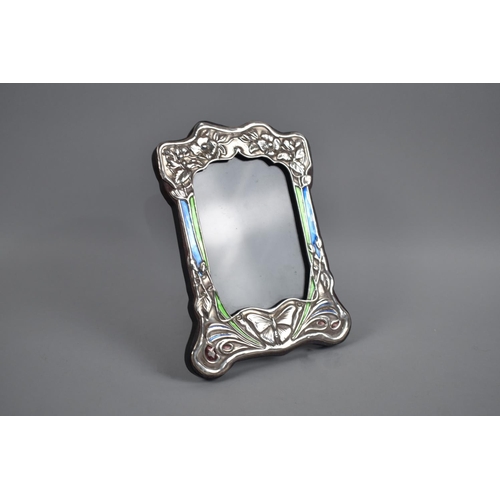 404 - A Reproduction Art Nouveau Silver and Enamelled Photo Frame, 21.5cm high