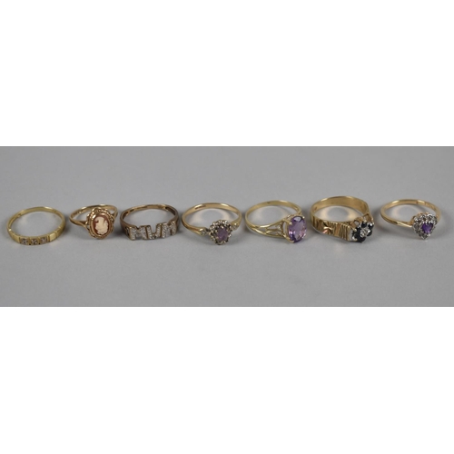 418 - A Collection of Seven 9ct Gold and Jewelled Ladies Dress Rings to include Diamond, Sapphire, Amethys... 