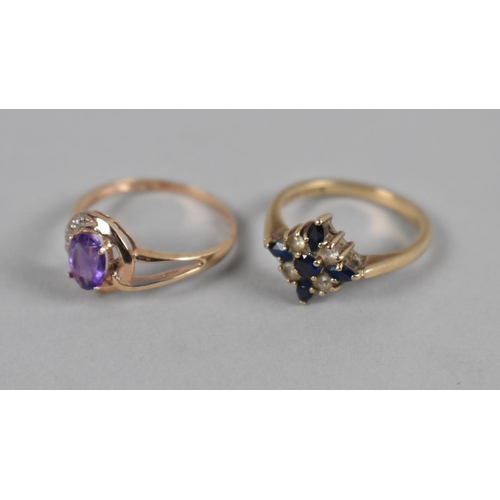 420 - A Collection of Nine 9ct Gold Jewelled Rings to Include Amethyst, Ruby, Sapphire, Garnet and Diamond... 