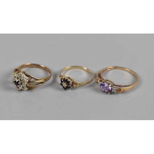 420 - A Collection of Nine 9ct Gold Jewelled Rings to Include Amethyst, Ruby, Sapphire, Garnet and Diamond... 