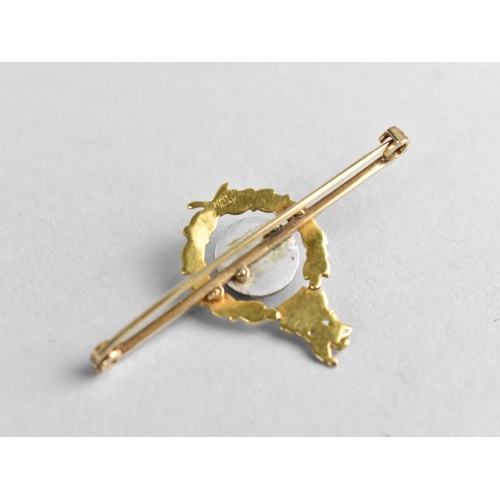 425 - An Unmarked Yellow Metal Sweetheart Brooch for The Royal Marines, White Metal Globe to Centre and wi... 