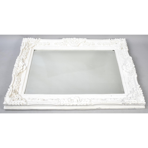 479 - A Large Modern Moulded Frame Rectangular Wall Mirror with Bevelled Glass, 117cms by 89cms