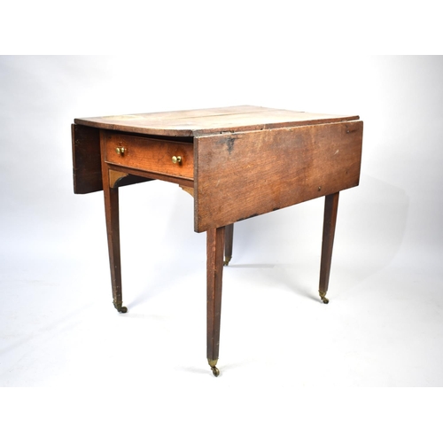 483 - A 19th Century Oak Drop Leaf Occasional Table on Square Tapering Supports, Some Water Damage to Top,... 