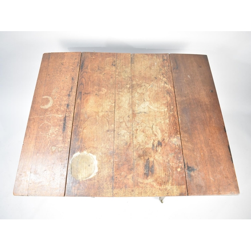 483 - A 19th Century Oak Drop Leaf Occasional Table on Square Tapering Supports, Some Water Damage to Top,... 