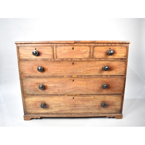 485 - A 19th Century String Inlaid Mahogany Bedroom Chest of Three Short Drawers over Three Long Drawers, ... 