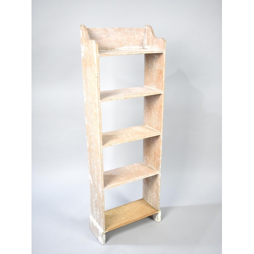 495 - A Modern Limed Wood Five Shelf Galleried Open Bookcase, 33cms Wide