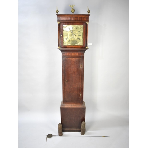 497 - A 19th Century Oak and Mahogany Long Case Clock with Brass Dial having Seconds and Date Indicators, ... 