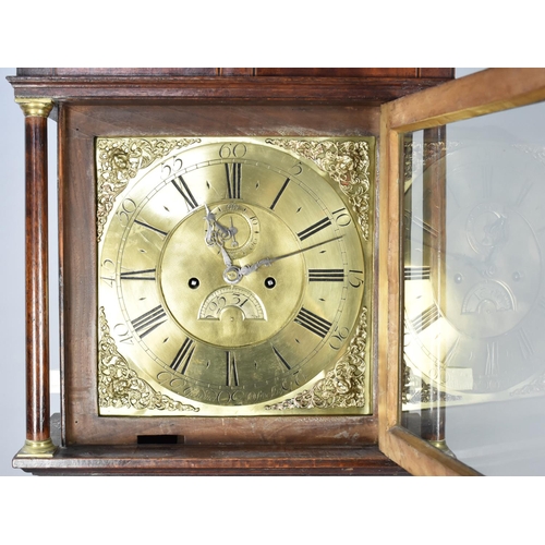 497 - A 19th Century Oak and Mahogany Long Case Clock with Brass Dial having Seconds and Date Indicators, ... 