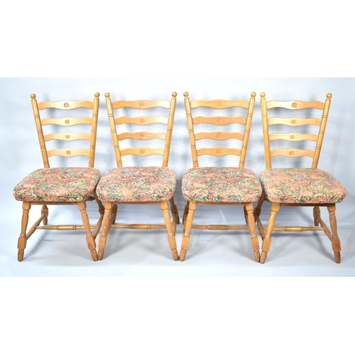 501 - A Set of Four Modern Ladderback Chairs with Tapestry Seats