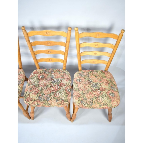 501 - A Set of Four Modern Ladderback Chairs with Tapestry Seats