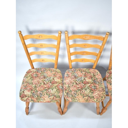 501 - A Set of Four Modern Ladderback Chairs with Tapestry Seats