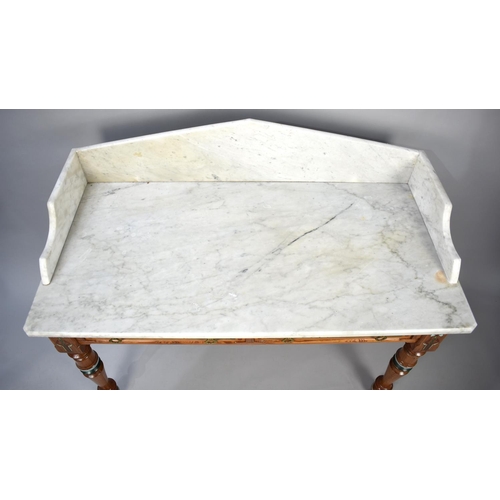 514 - A Reproduction Victorian Style Painted and Scumble Glazed Marble Topped Washstand with Two Drawers o... 