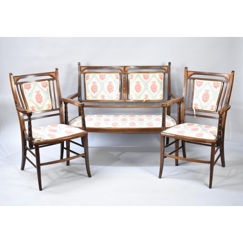 517 - An Edwardian Three Piece Inlaid Salon Suite