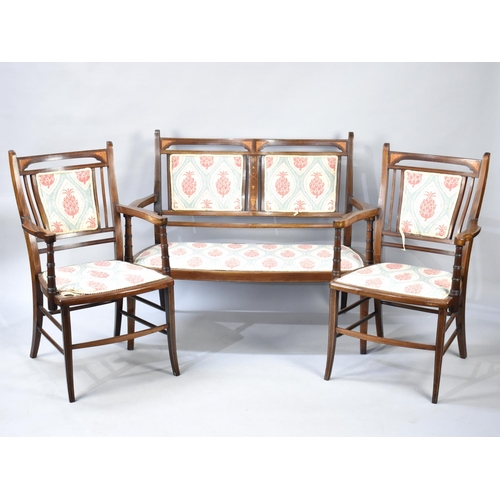 517 - An Edwardian Three Piece Inlaid Salon Suite