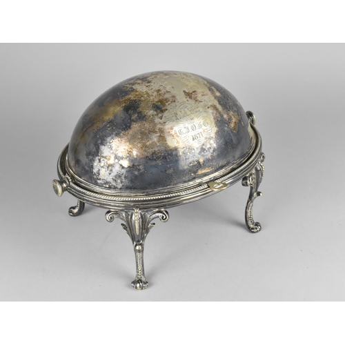 67 - A Late 19th Century Silver Plated Breakfast or Kidney Dish with Hinged Domed Lid inscribed and Dated... 