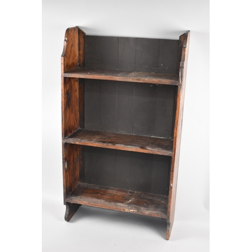 88 - An Edwardian Oak Three Shelf Galleried Open Bookcase, 43cms Wide and 76cms High