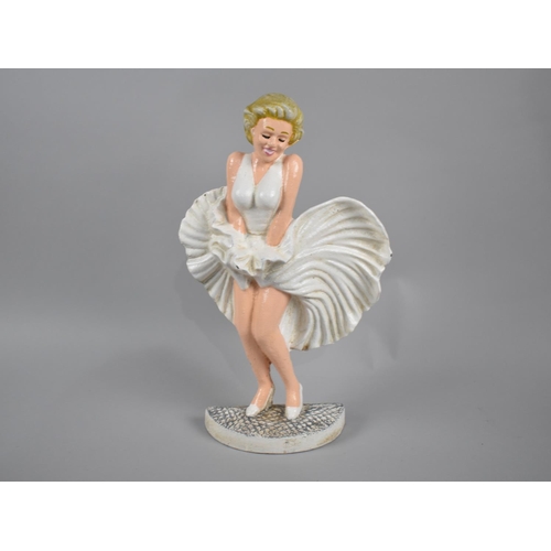 91 - A Reproduction Cold Painted Cast Metal Door Stop in Form of Marilyn Monroe, 34cms High