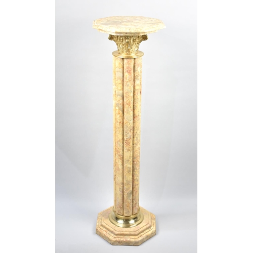 96 - A Reproduction Marble and Gilt Brass Torchere Stand with Octagonal Base and Top and with Support, 10... 