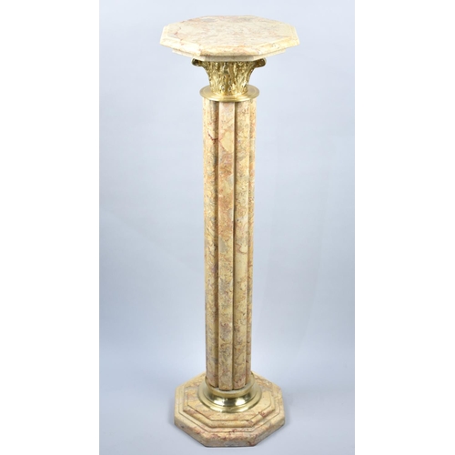 98 - A Reproduction Marble and Gilt Brass Torchere Stand with Octagonal Base and Top and with Support, 10... 